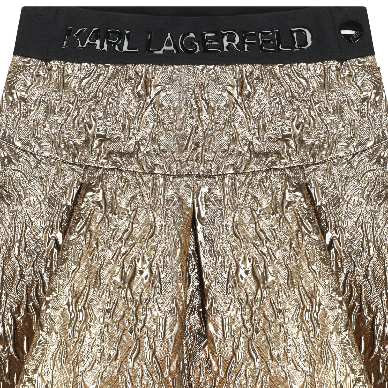 Girls Gold Logo Pleated Skirt, 1, hi-res
