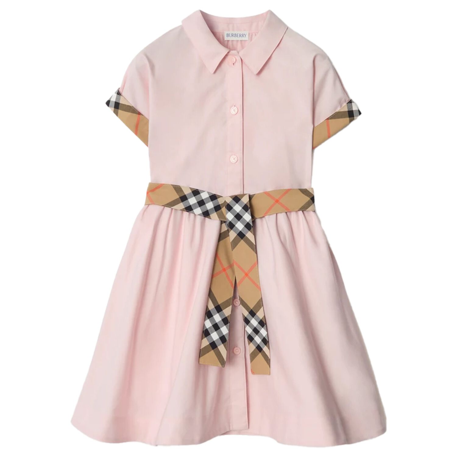 Girls Pink Check Dress, 1, hi-res