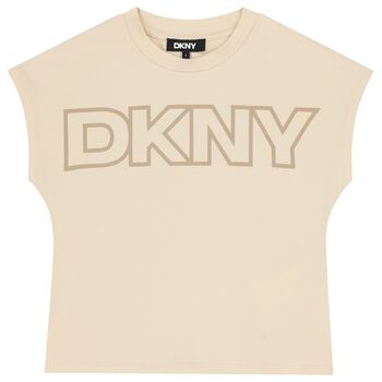 تيشيرت بنات بالشعار باللون البيج