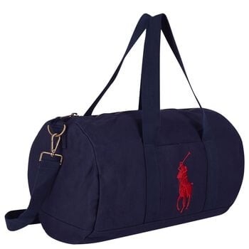 Boys Navy Blue Canvas Pony Logo Sports Bag ( 49cm ) 