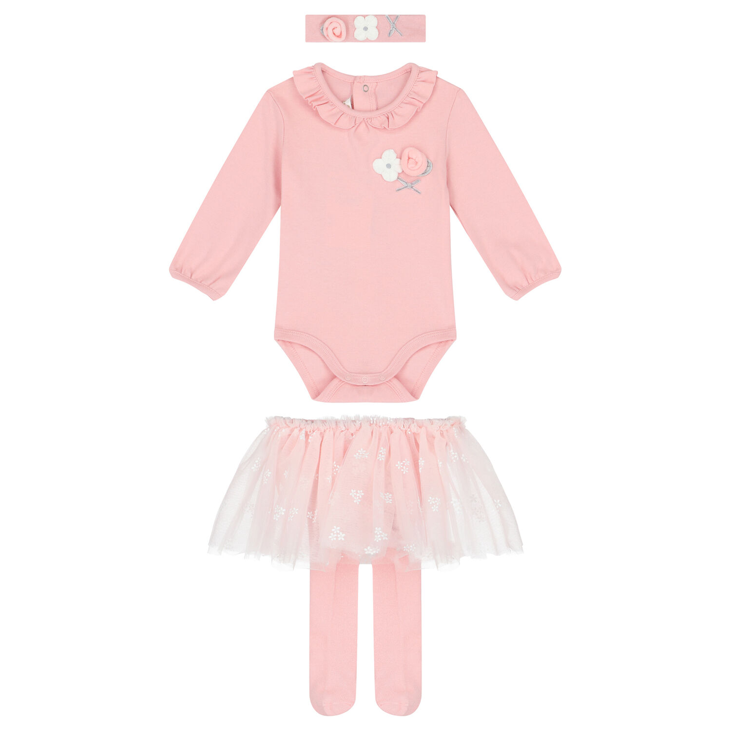 Baby Girls Pink 3 Piece Bodysuit & Tutu Set, 2, hi-res image number null