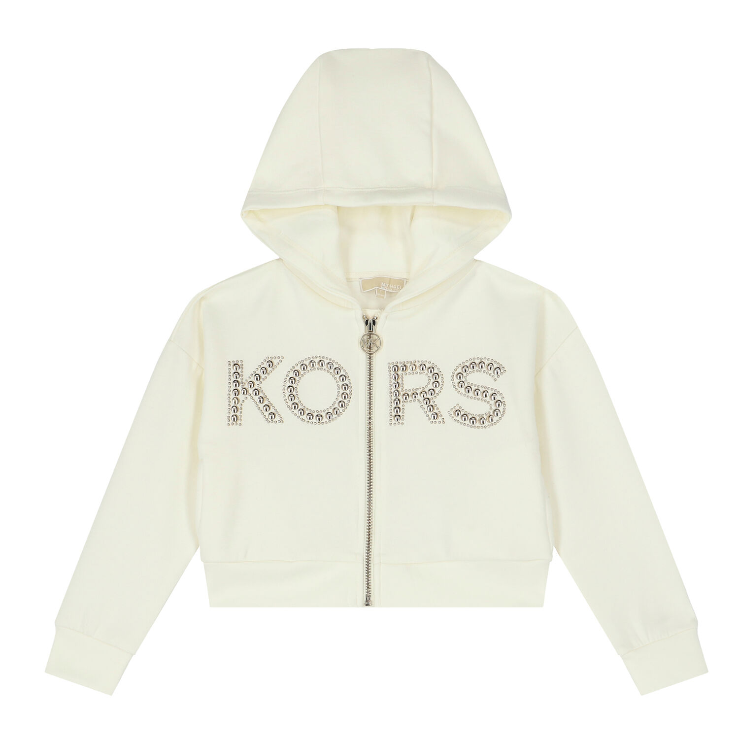Girls Ivory Logo Hooded Zip Up Top, 1, hi-res image number null