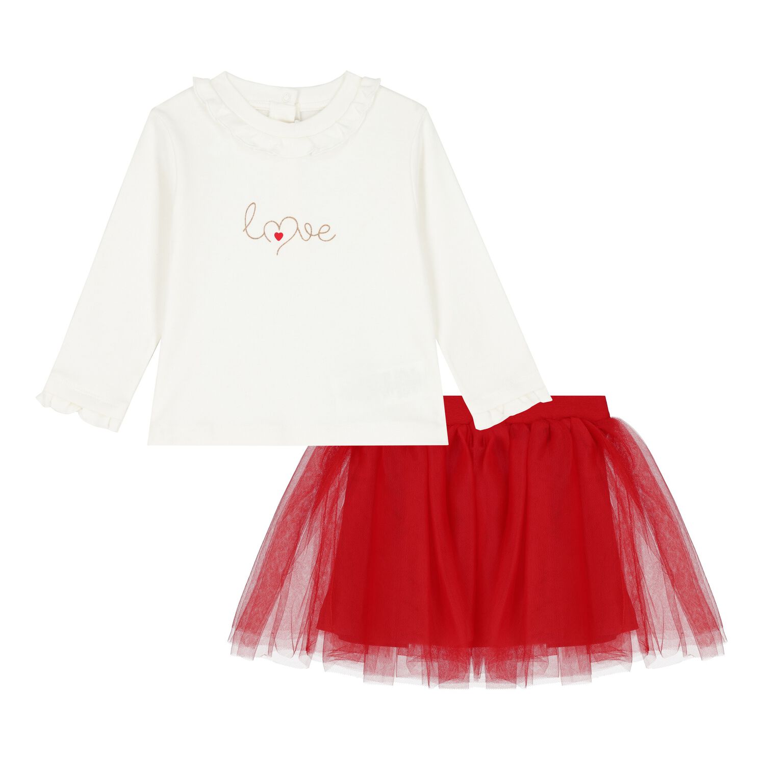 Baby Girls Ivory & Red Skirt Set, 1, hi-res