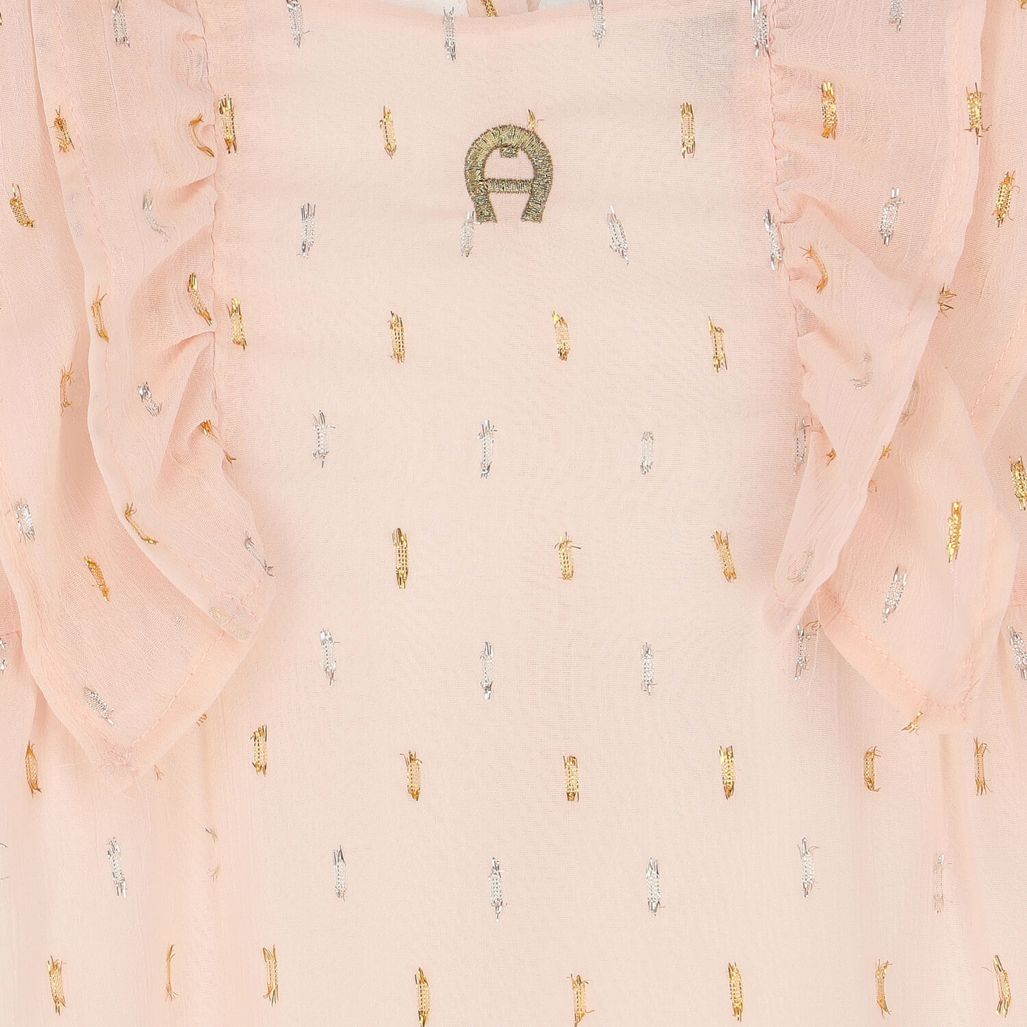 فستان بالشعار بالشفون باللون الوردي, 1, hi-res