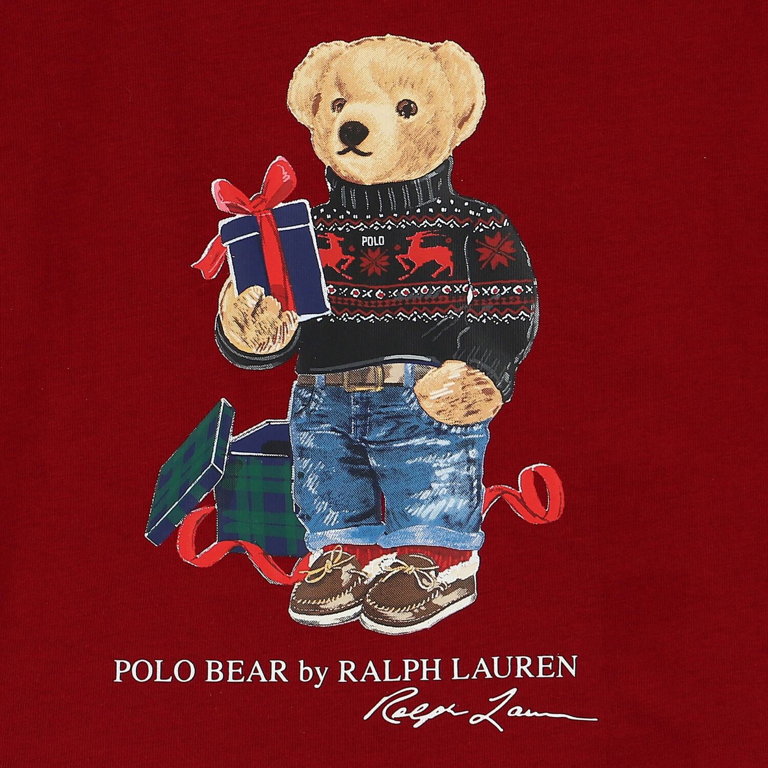 Baby Boys Red Polo Bear Long Sleeve Top, 1, hi-res