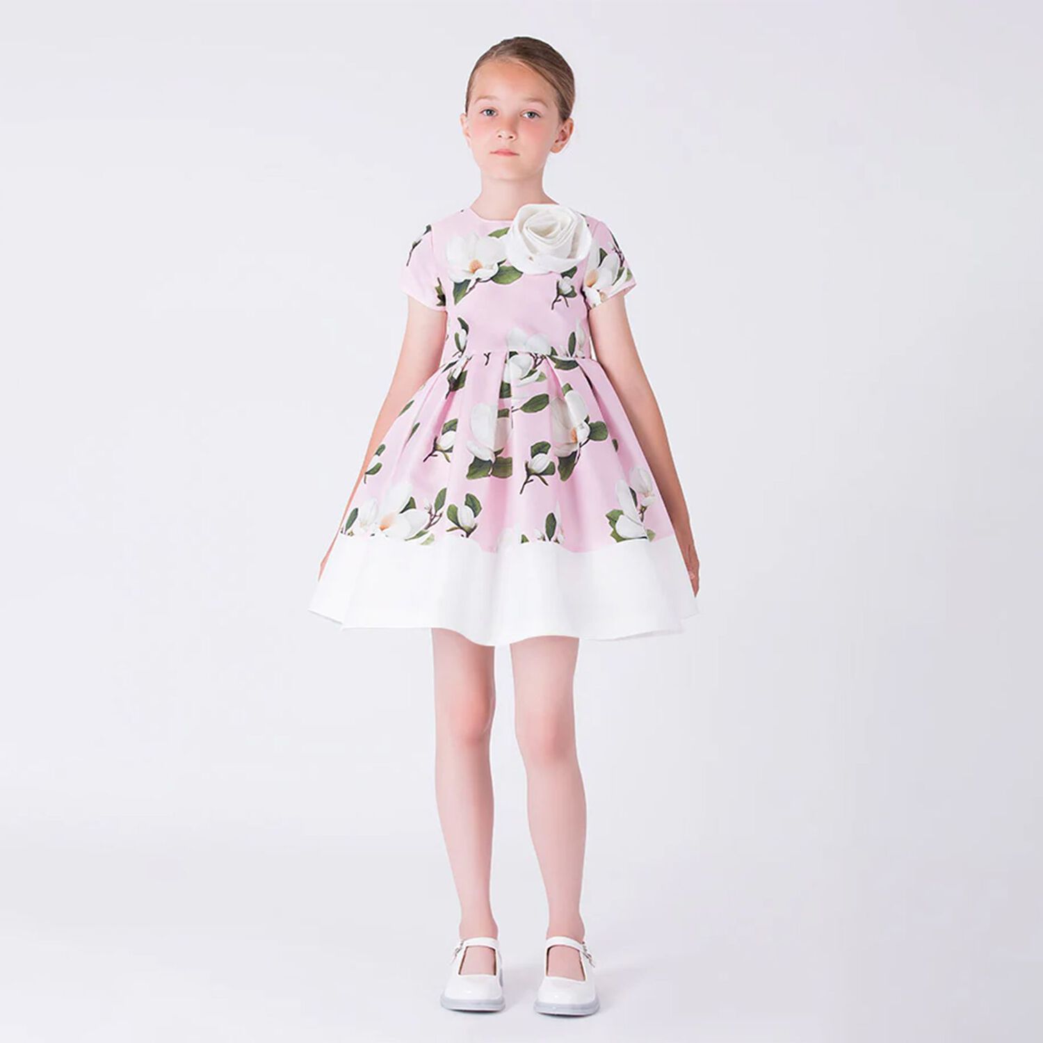 Girls Pink Floral Dress, 2, hi-res