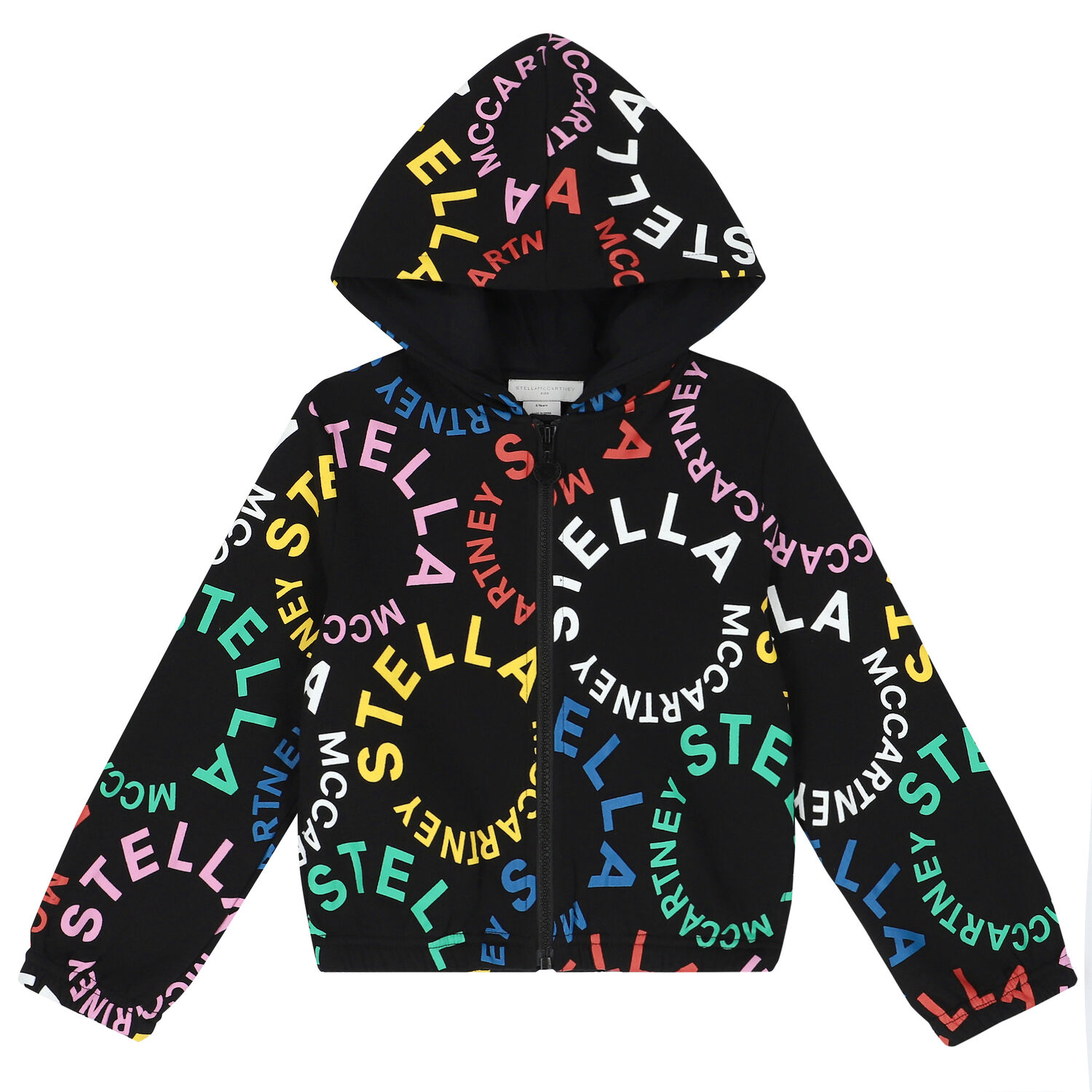 Girls Black Logo Zip Up Top, 1, hi-res