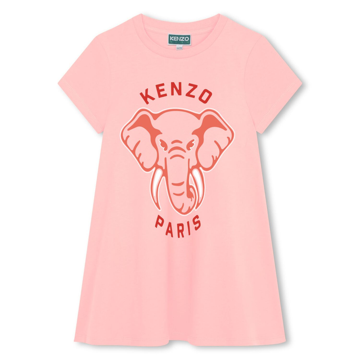 Girls Pink Elephant Logo Dress, 1, hi-res