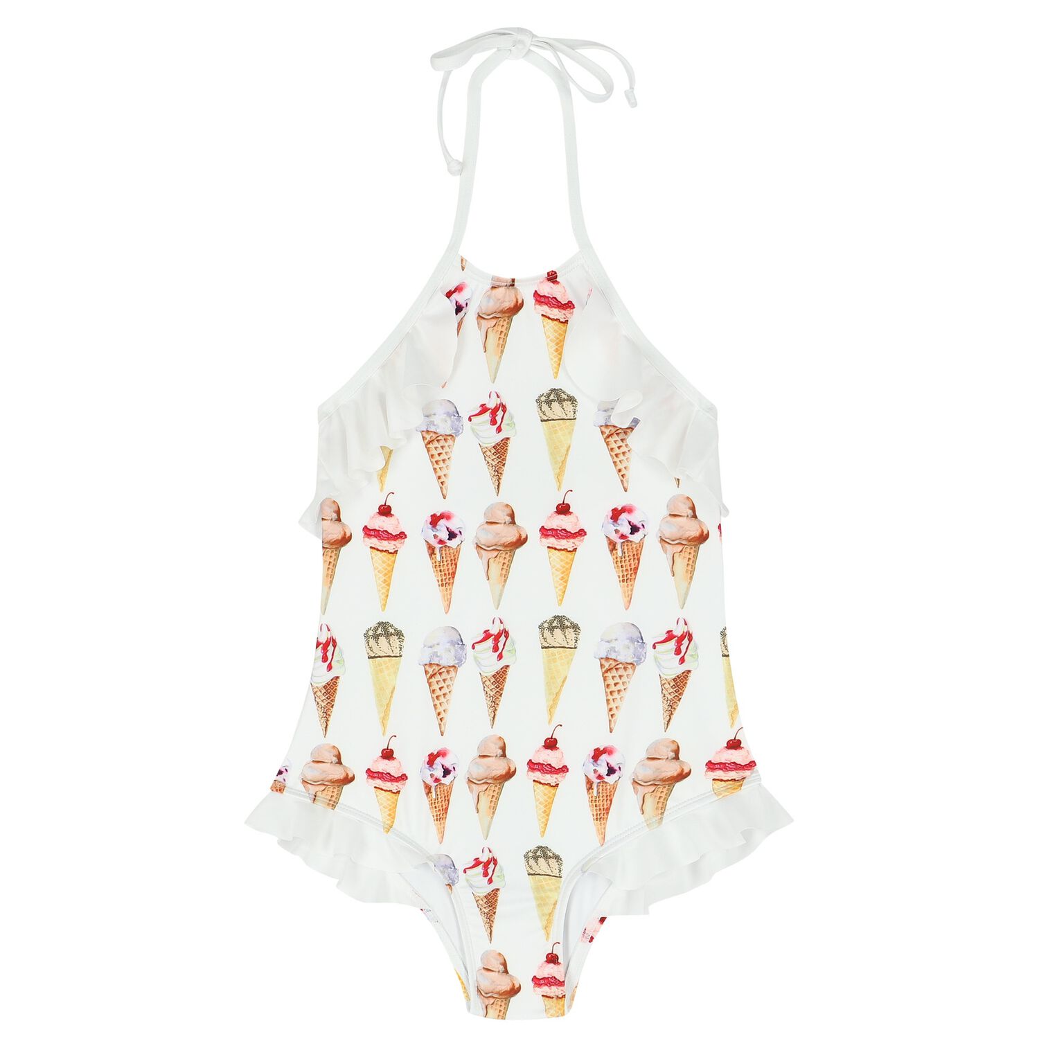 مايوة بنات بطبعة ايس كريم باللون الأبيض, 1, hi-res image number null