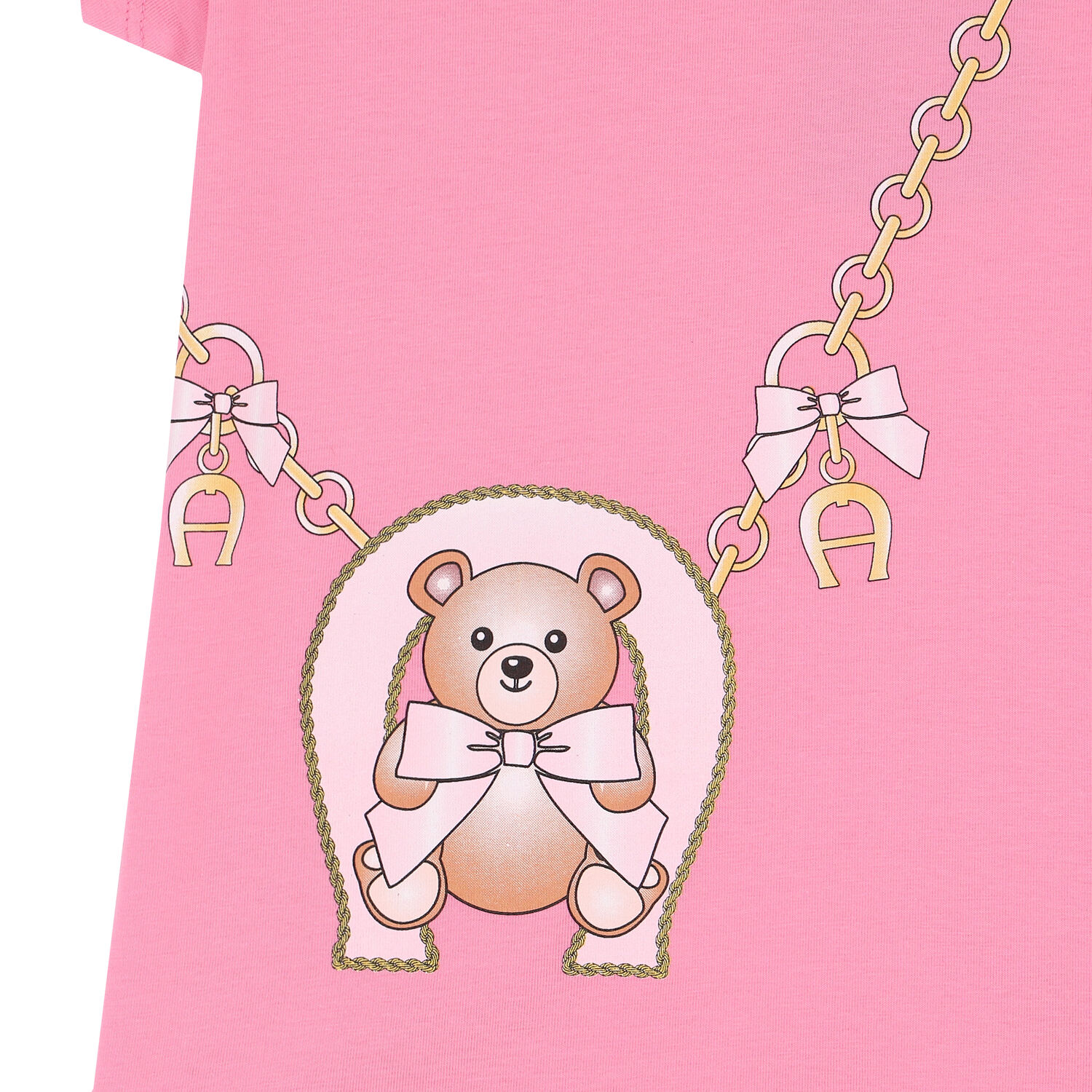 تيشيرت بالشعار باللون الوردي للبنات, 1, hi-res