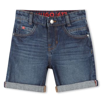 Boys Blue Denim Logo Shorts