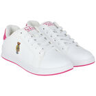 Girls White Logo Trainers, 1, hi-res