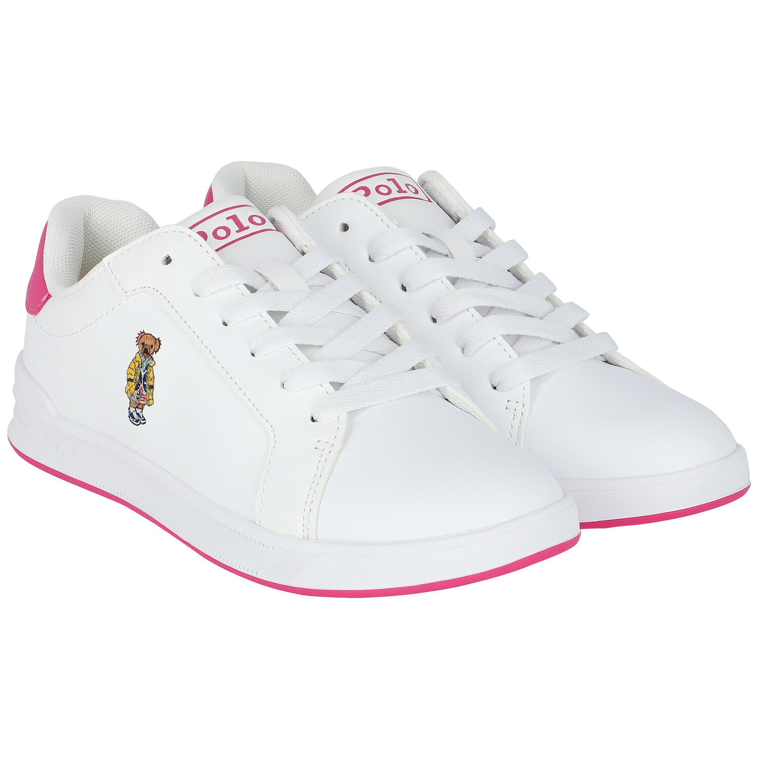 Girls White Logo Trainers, 1, hi-res