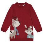 Younger Girls Red Knitted Jumper Dress, 1, hi-res