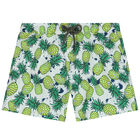 Boys White & Green Pineapple Swim Shorts, 1, hi-res