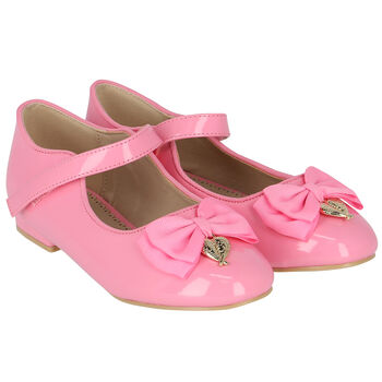 Girls Pink Bow Ballerina Shoes