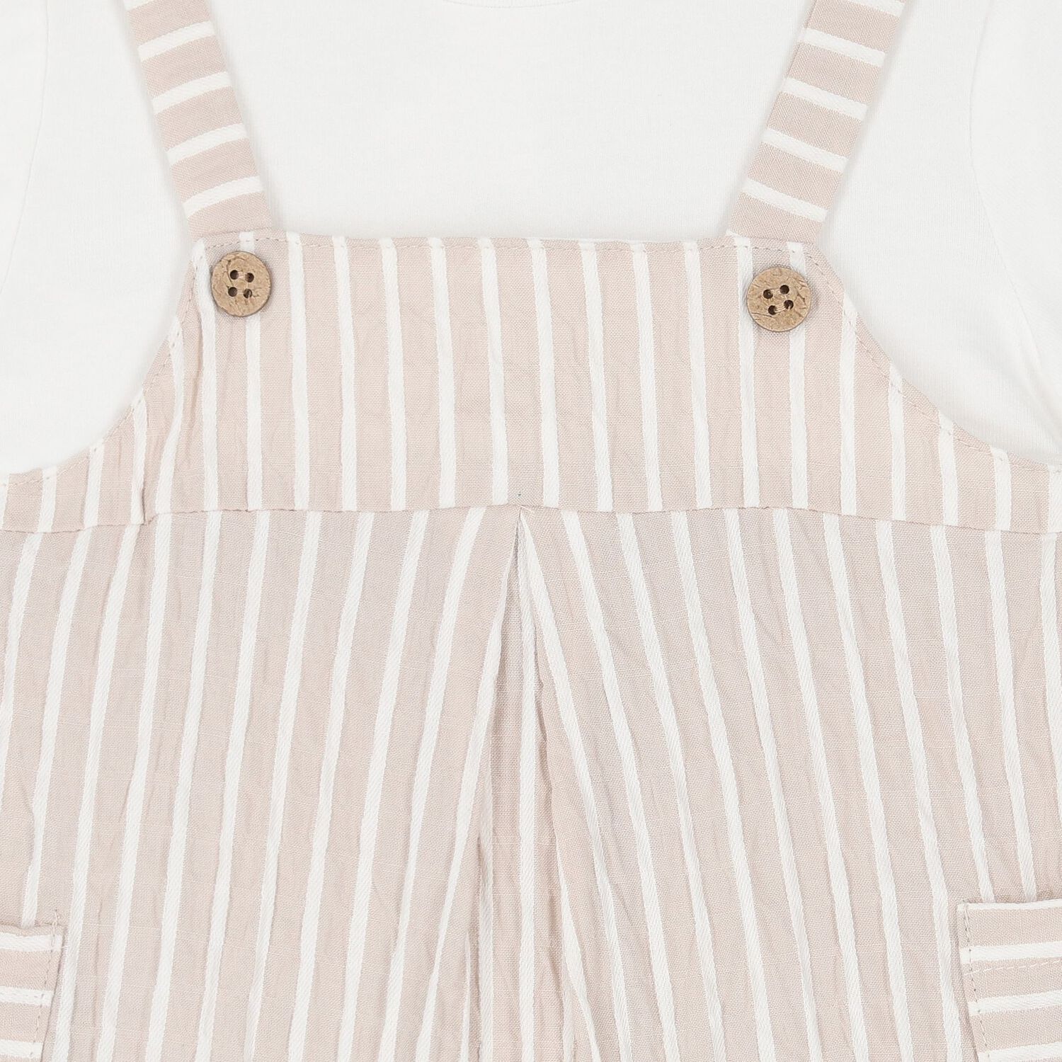 Beige & Ivory Striped Baby Romper Set, 1, hi-res