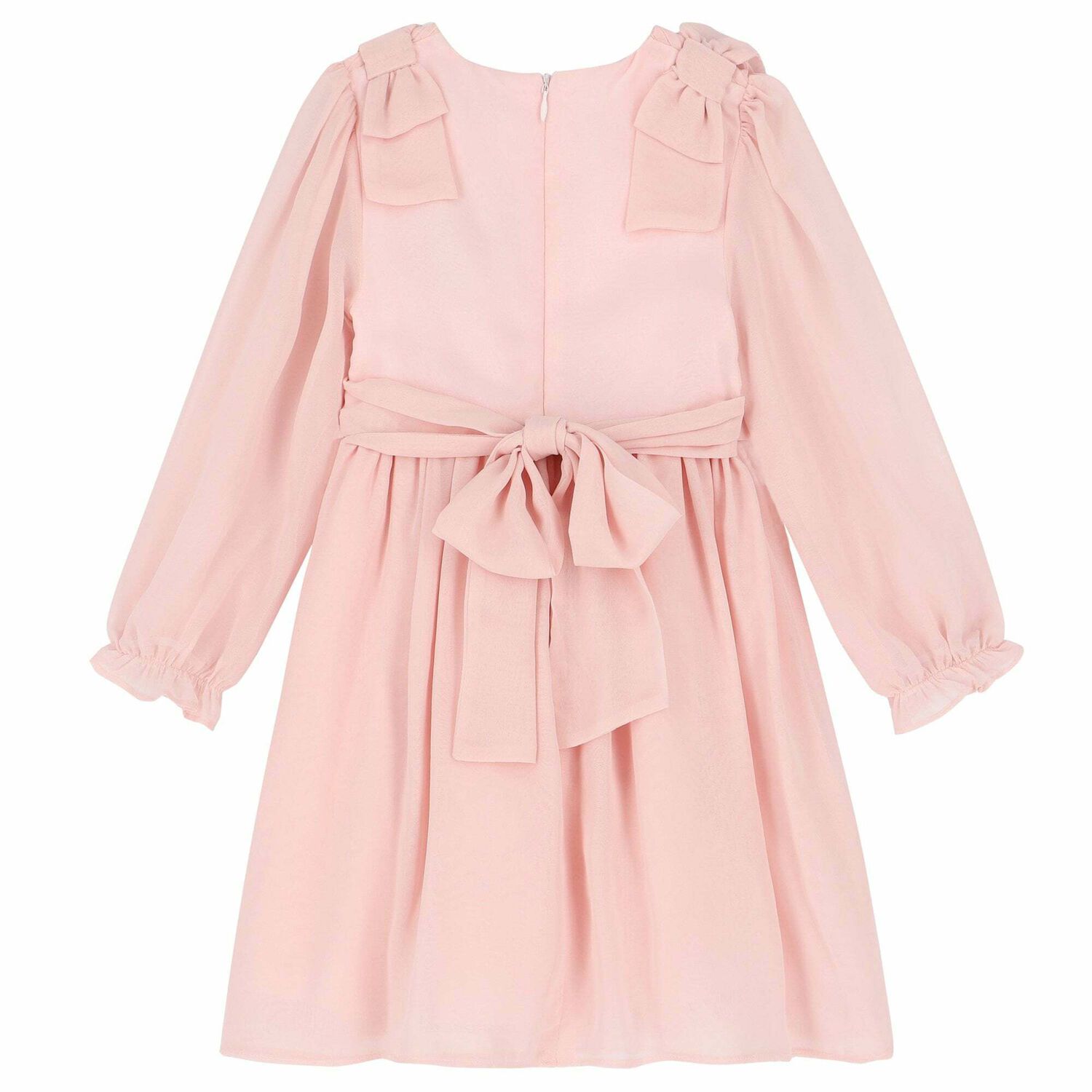 Younger Girls Pale Pink Chiffon Dress, 1, hi-res
