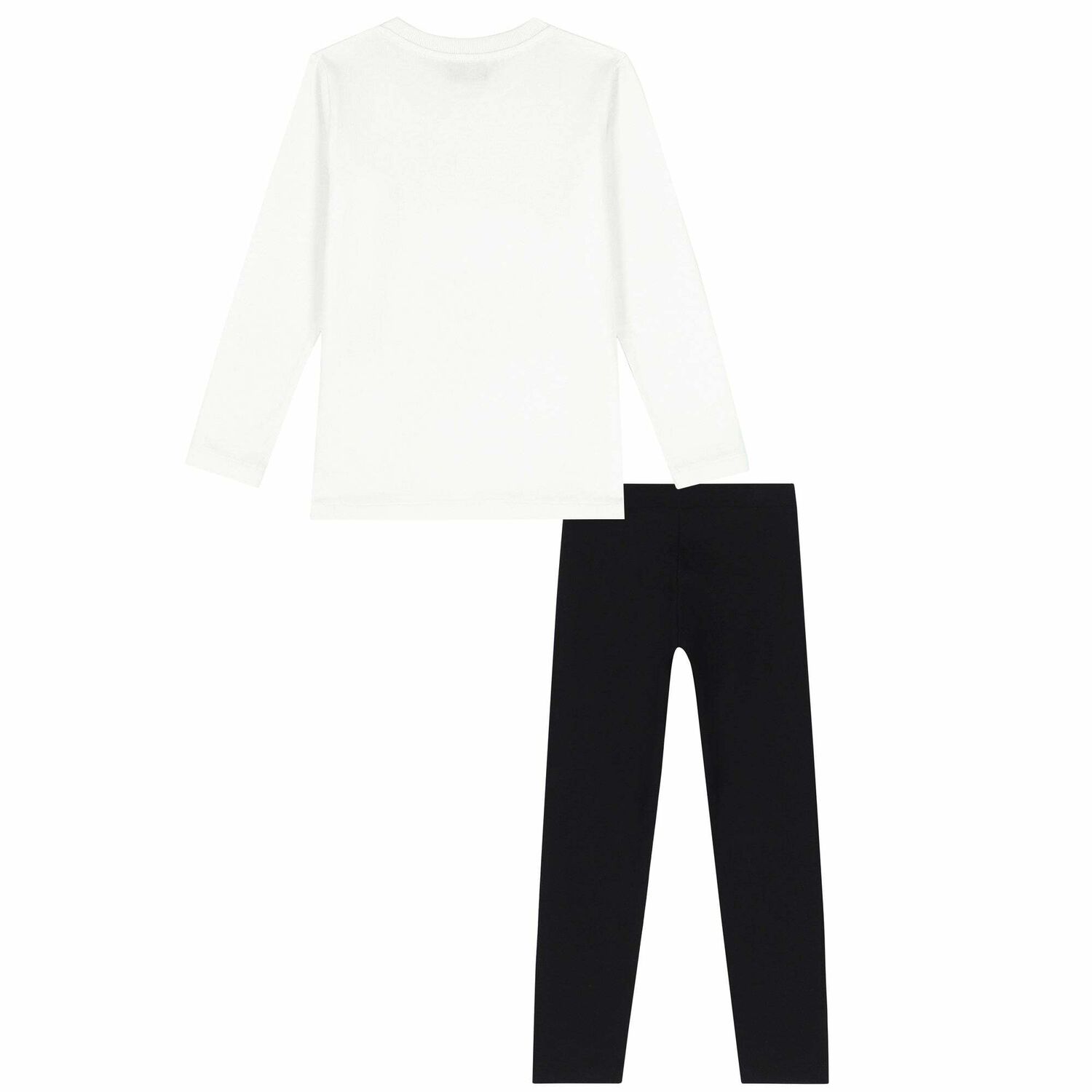 Girls Ivory & Black Logo Leggings Set, 1, hi-res