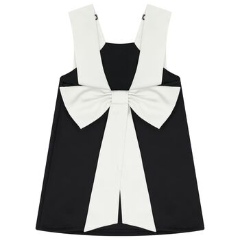 Girls Black & White Bow Dress