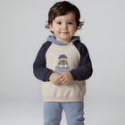 Younger Boys Beige & Blue 3 Piece Tracksuit, 2, hi-res