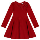 Girls Red Bow Dress, 1, hi-res