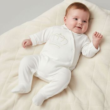 Baby Boys Ivory Crown Babygrow
