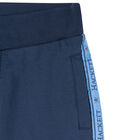 Boys Navy Tape Logo Shorts, 1, hi-res