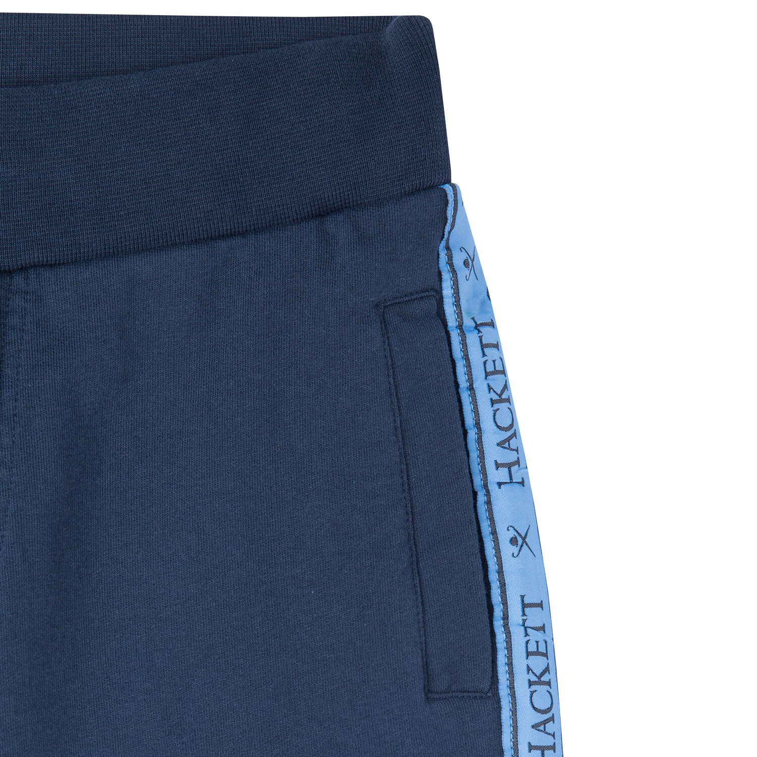 Boys Navy Tape Logo Shorts, 1, hi-res