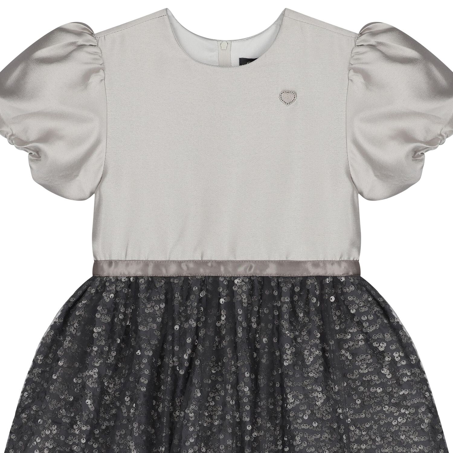 Girls Grey Satin & Sequin Dress, 1, hi-res image number null