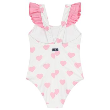 Girls White & Pink Snoopy Swimsuit