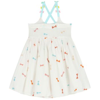 Girls White Embroidered Bow Dress