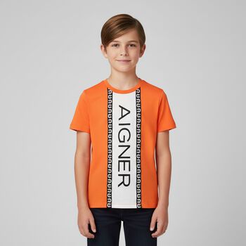 Boys Orange Logo T-Shirt