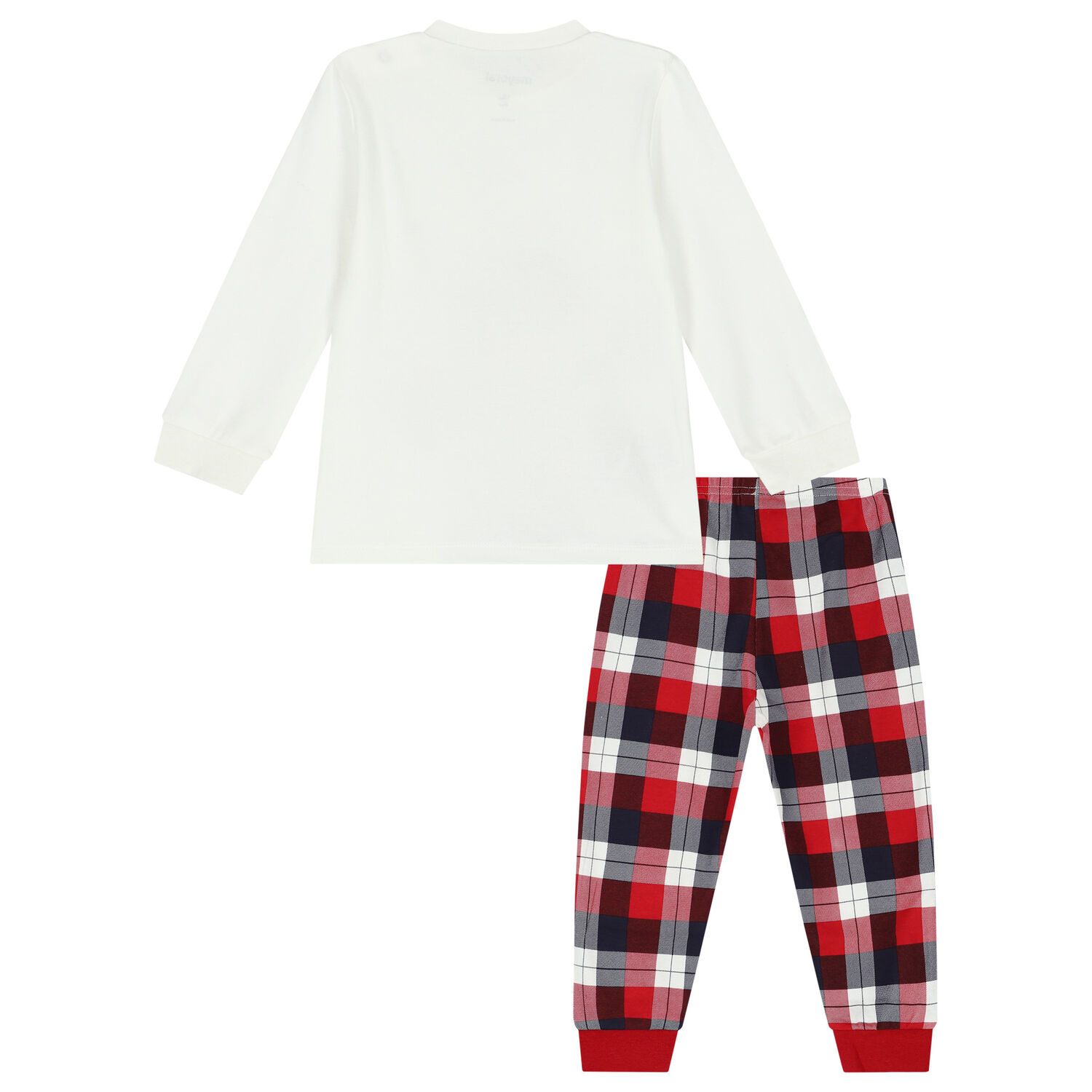 Younger Girls Ivory & Red Festive Pyjamas, 1, hi-res
