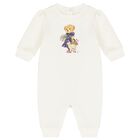 Baby Girls Ivory Polo Bear Romper, 1, hi-res