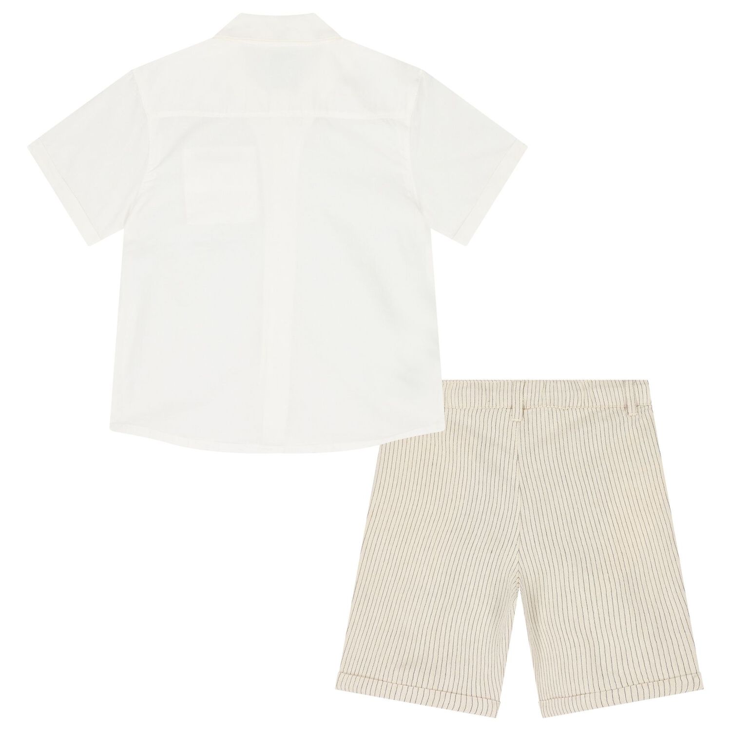Boys White & Beige Shorts Set, 1, hi-res image number null