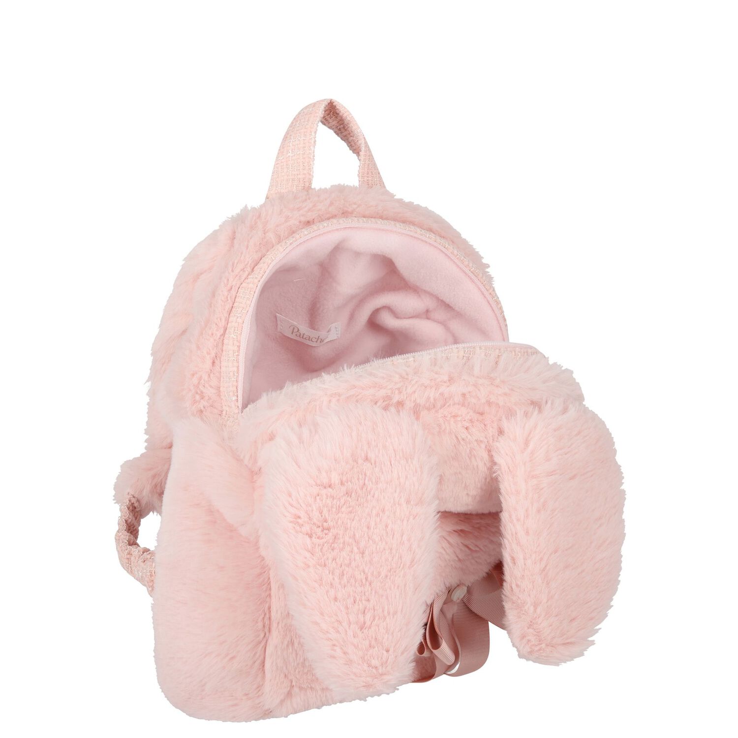 Girls Pink Faux Fur Backpack, 1, hi-res image number null