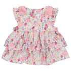 طقم شورت بنات بالزهور باللون الوردى, 1, hi-res