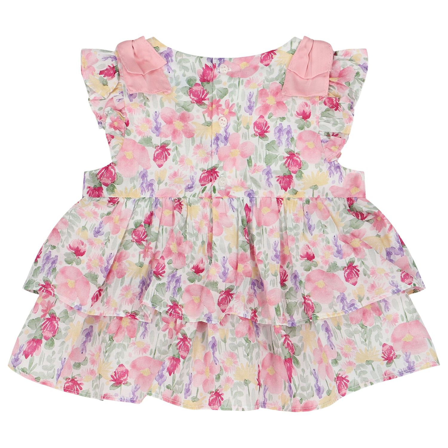 طقم شورت بنات بالزهور باللون الوردى, 1, hi-res