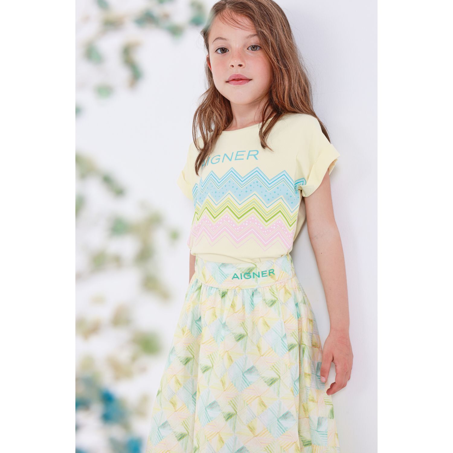 Girls Green & Blue Logo Skirt, 1, hi-res image number null