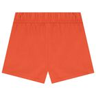 Girls White & Orange Shorts Set, 1, hi-res