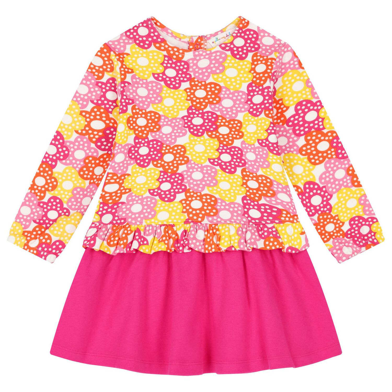 طقم بنات فستان بطبعة الزهور باللون الأبيض والوردي, 1, hi-res image number null