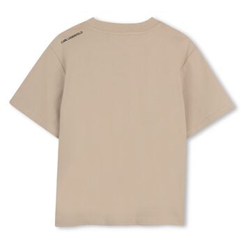 Boys Beige Ikon Karl Logo T-Shirt