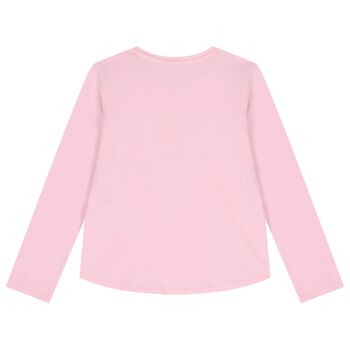 Girls Pink Logo Long Sleeve Top