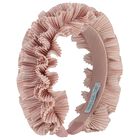 Girls Pink Pleated Ruffled Headband, 2, hi-res