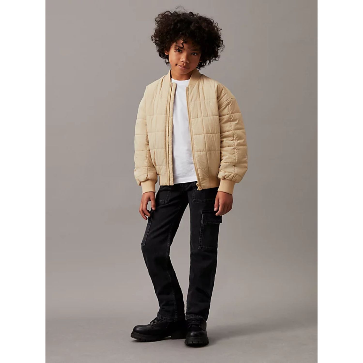 بنطلون أولاد جينز دنيم   بالشعار باللون الوردي, 1, hi-res image number null