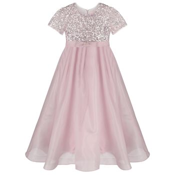 Girls Pink Sequin & Organza Dress