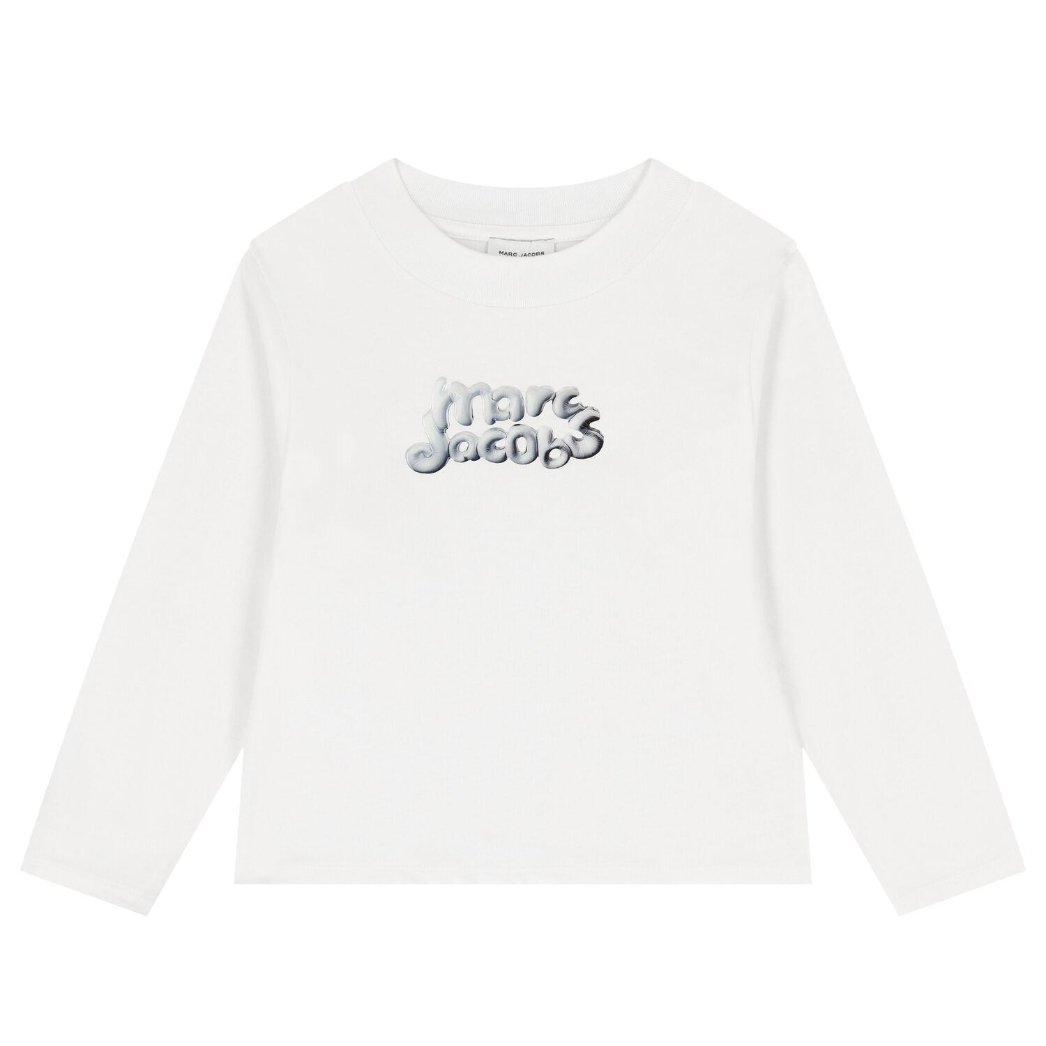 Girls White Logo Long Sleeve Top, 1, hi-res