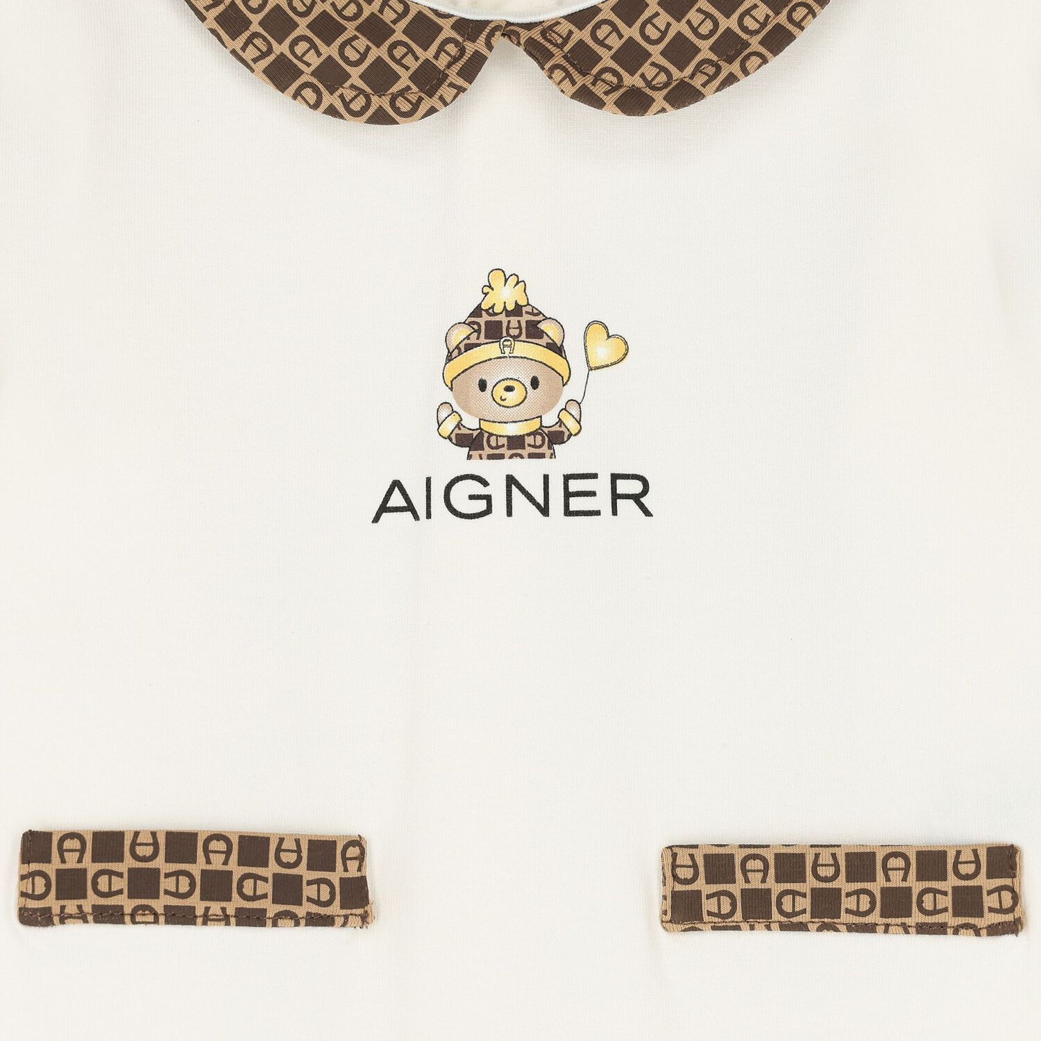 Ivory Teddy Bear Logo Babygrow Set, 1, hi-res