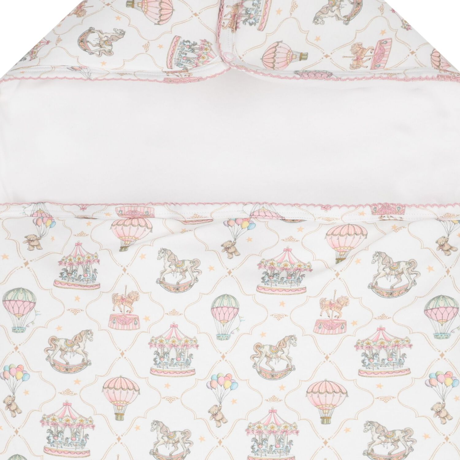 Baby Girls Pink & White Carousel & Hot Air Balloon Nest, 2, hi-res